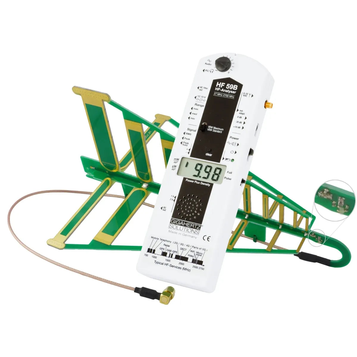 HF59B Gigahertz Solutios Meter with antenna - side