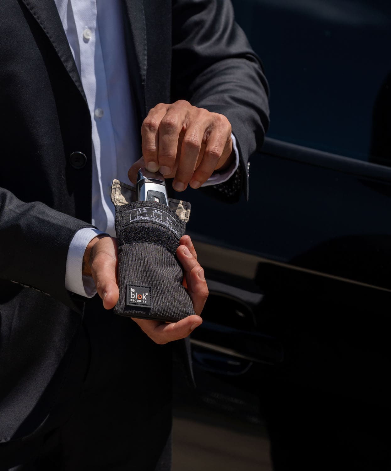 Faraday bag for key fob in use
