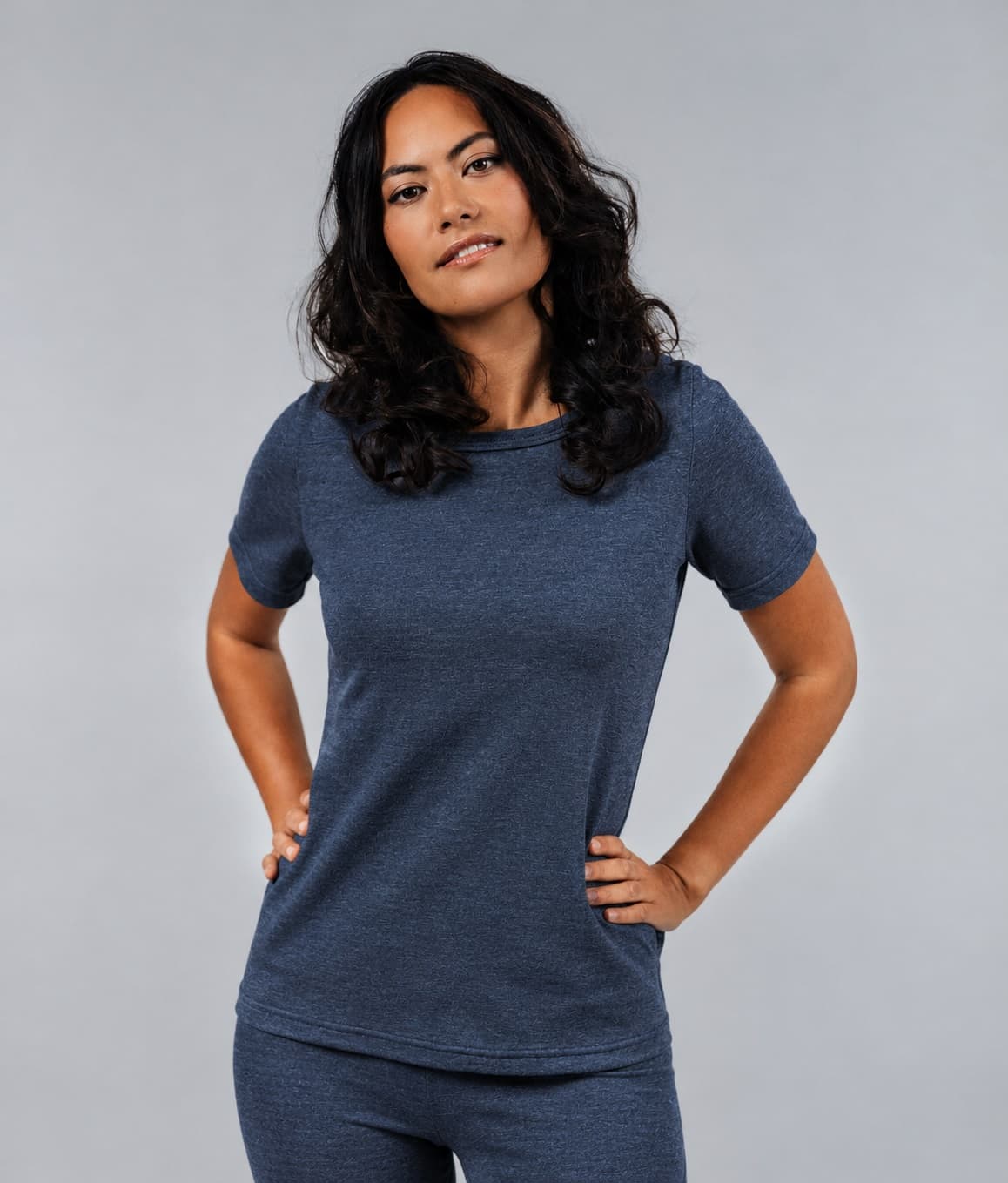 EMF protective Leblok T-Shirt in Navy on a model