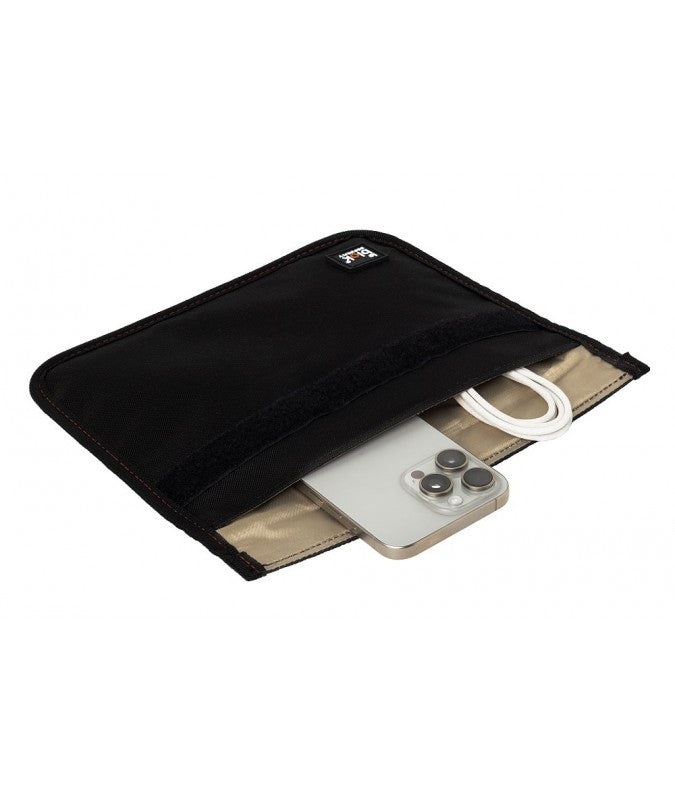Faraday bag with a mobile phone inside