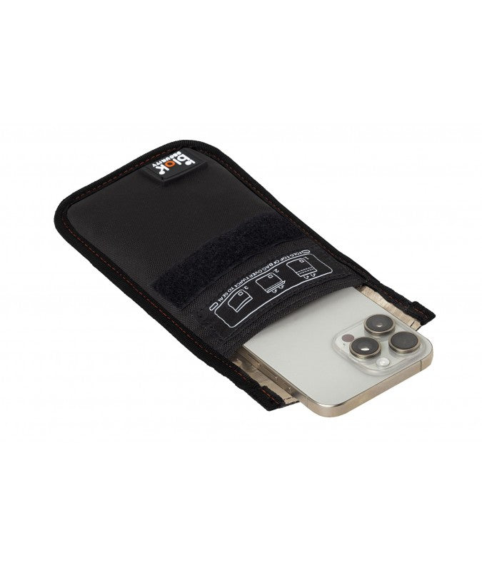 Phone Faraday bag with a phone inside on a white background