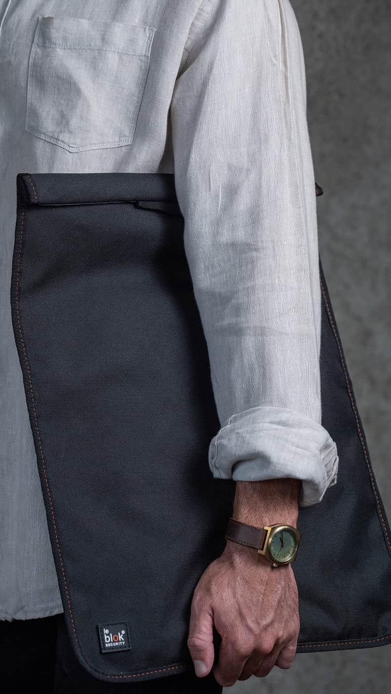 Leblok Security Laptop Faraday Bag in action