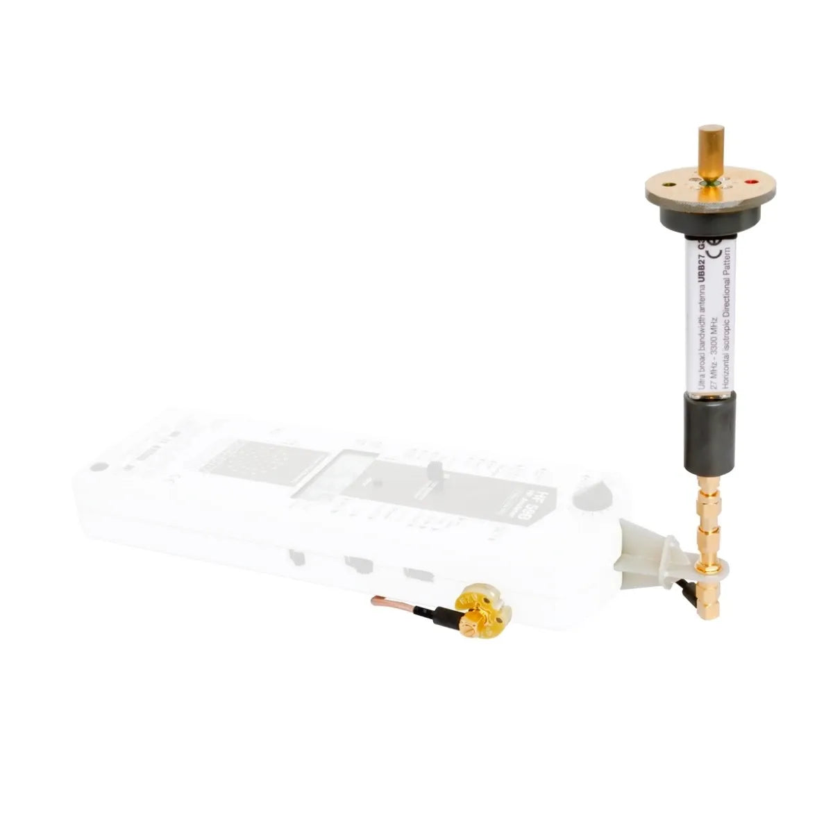 UBB27_G3 quasi-isotropic ultra broadband antenna connected to a Gigahertz Solutions meter