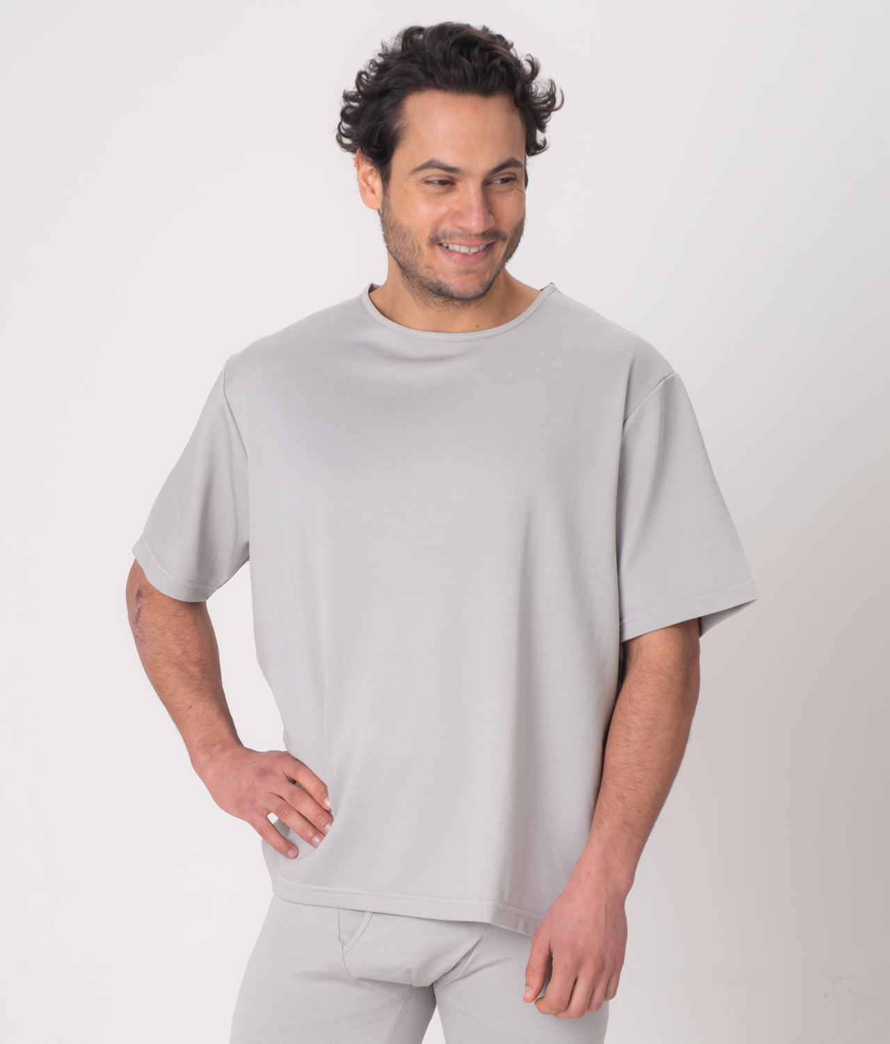 EMF protection T-Shirt Leblok in grey on a man - front