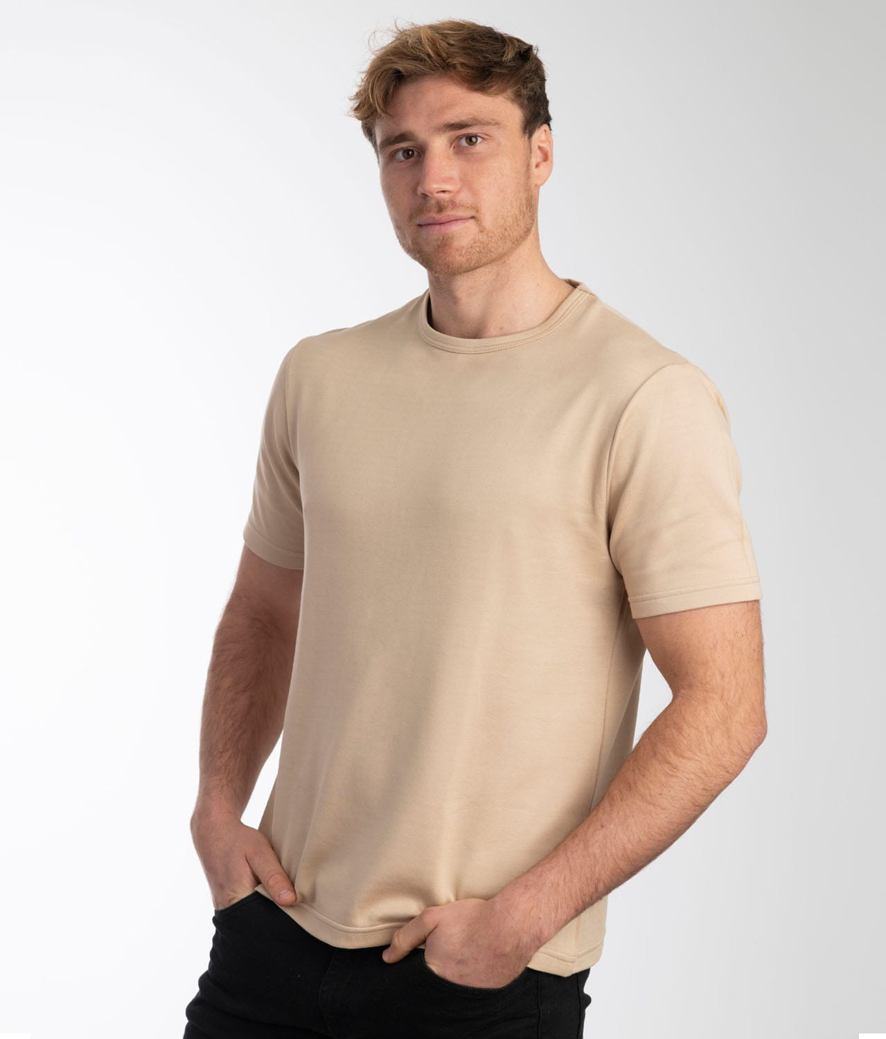 EMF protection T-Shirt Leblok in beige on a man - front