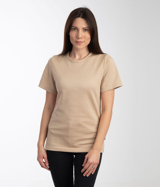 EMF protection T-Shirt Leblok in beige on a woman - front